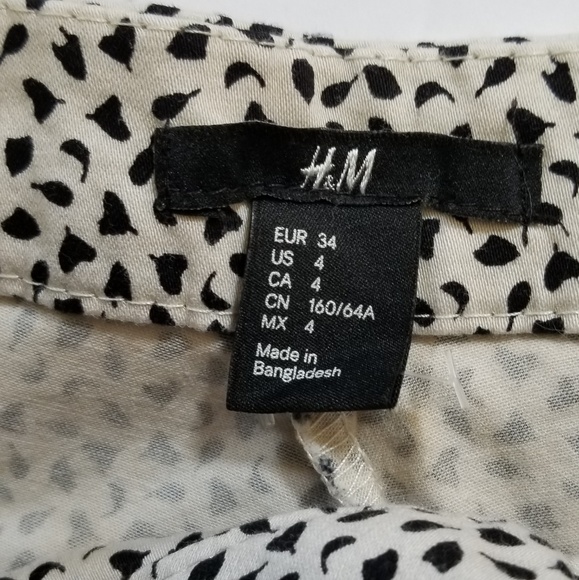 H&M Tan & Black Pattern Print Chino Shorts Sz 4 - Picture 5 of 6